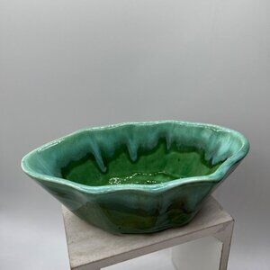 Vintage MCM Handmade Drip Glaze Pottery, 1970's Retro Planter